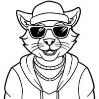 A cartoon cat wearing sunglasses and a cap vector