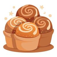 A pile of cinnamon rolls in a bowl vector