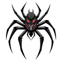 A black spider with red eyes on a white background vector