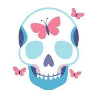 A skull with butterflies on it vector
