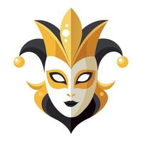 A jester mask with gold and black colors vector
