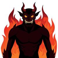 A devil with fire in his face vector