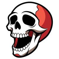 A cartoon skull with a red and white face vector