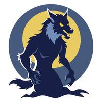 A werewolf with yellow eyes and teeth vector