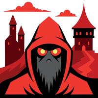 The red hooded man with a castle in the background vector