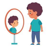 A boy looking in a mirror vector