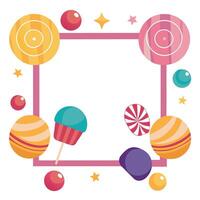 Candy frame with lollipops and candies vector