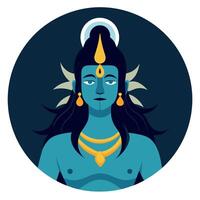 Lord shiva avatar in a round circle vector