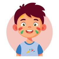 A boy with colorful paint on his face vector
