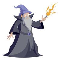 A wizard with a wand and a fire vector