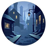 An illustration of a city street at night vector