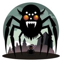 A cartoon spider with a baby in front of it vector