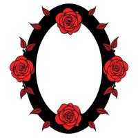 A black and red rose frame with a white background vector