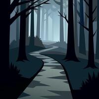 A path through the woods at night vector