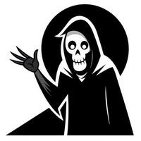 A black and white illustration of a grim reaper vector