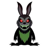 A cartoon rabbit with red eyes and green hair vector