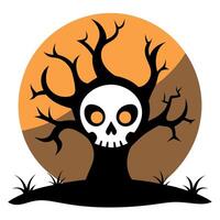 Halloween tree with skull vector
