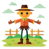 Scarecrow in a field vector
