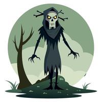 A cartoon grim reaper standing in the woods vector