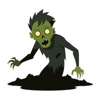 Zombie cartoon character with green eyes and black hair vector