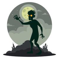 Zombie with glowing eyes and glowing eyes in the dark vector
