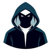 A hooded man with a black face and hoodie vector
