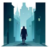 A man walking down an alleyway in the dark vector