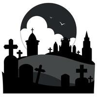 Halloween graveyard with tombstones and moon vector
