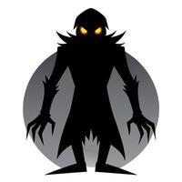 A silhouette of a scary monster with glowing eyes vector