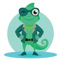 A cartoon lizard wearing glasses and a suit vector