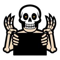 A skeleton holding a blank sign vector