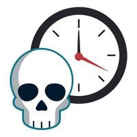 Skull and clock design blending mortality and the passage of time in a conceptually rich visual. simple minimalist illustration creative vector