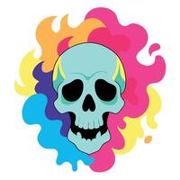 Skull background covered in colorful smoke. vector