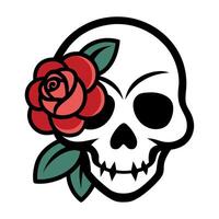 Skull with rose illustration vector