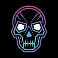 Skull neon lights style with black background. Rave party. 8k resolution vector