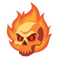 Skull on fire isolated created with technology vector
