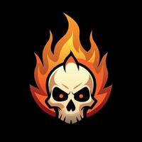 Skull on fire isolated in black background created with a technology vector