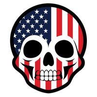 Skull with american flag on black background vector