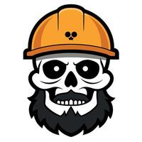 Skull with beard in hard hat vector