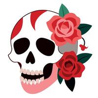 Skull with roses vector
