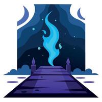 A blue fire is burning in the middle of a path vector