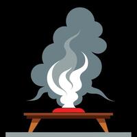 A cartoon of a stove with smoke coming out of it vector