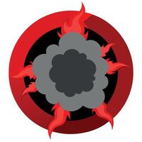 A red and black cloud with smoke coming out of it vector