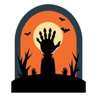 Spooky hands of a shadowy figure behind glass on a Halloween themed background. silhouette concept vector