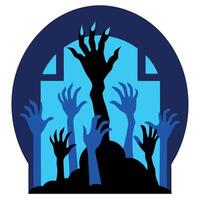 Zombie hands reaching out from the window of a house vector