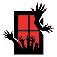 Hands reaching out of a window vector