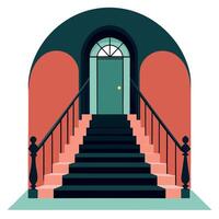 A stairway with a door and a window vector