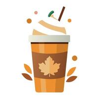 An image of a coffee cup with maple leaves vector