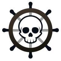 A skull is sitting in the wheel of a ship vector