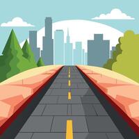 An empty road with a city in the background vector